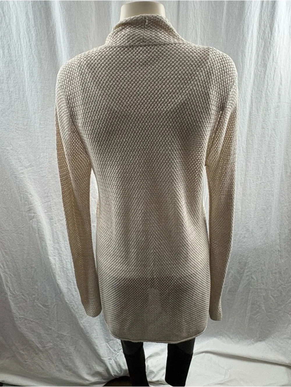 Joie Open-Front Cream Basketweave Knit Cardigan with Front Pockets L - Picture 2 of 10